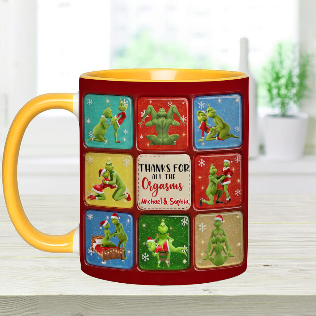 Personalized Grinch Christmas Accent Mug Custom Gift for Couple Accent Mug GradoCreations