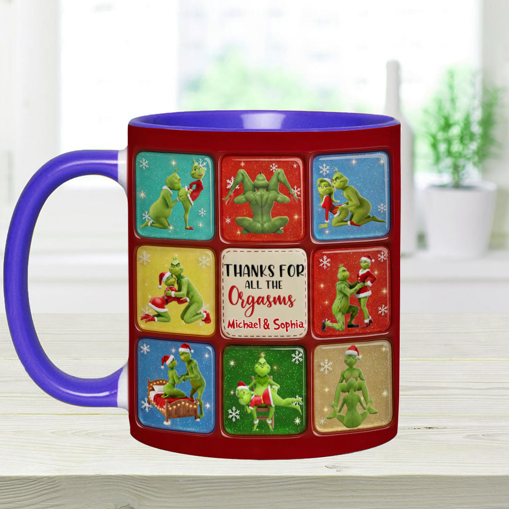 Personalized Grinch Christmas Accent Mug Custom Gift for Couple Accent Mug GradoCreations