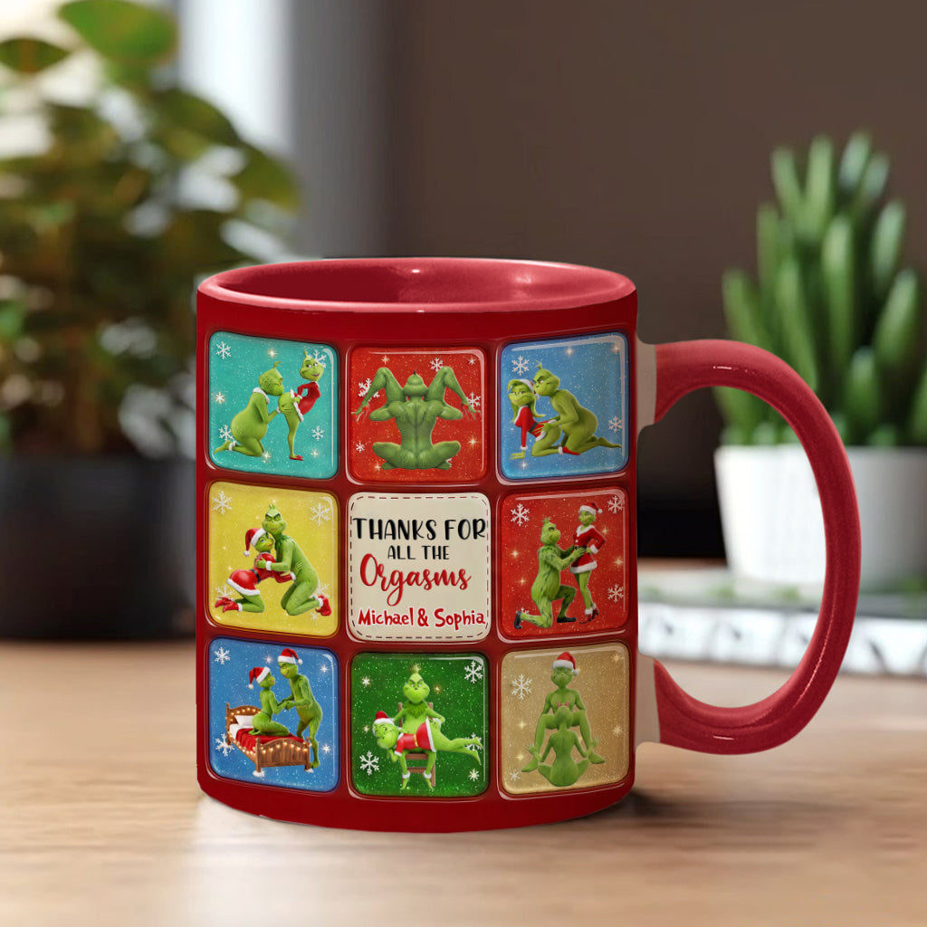 Personalized Grinch Christmas Accent Mug Custom Gift for Couple Accent Mug GradoCreations