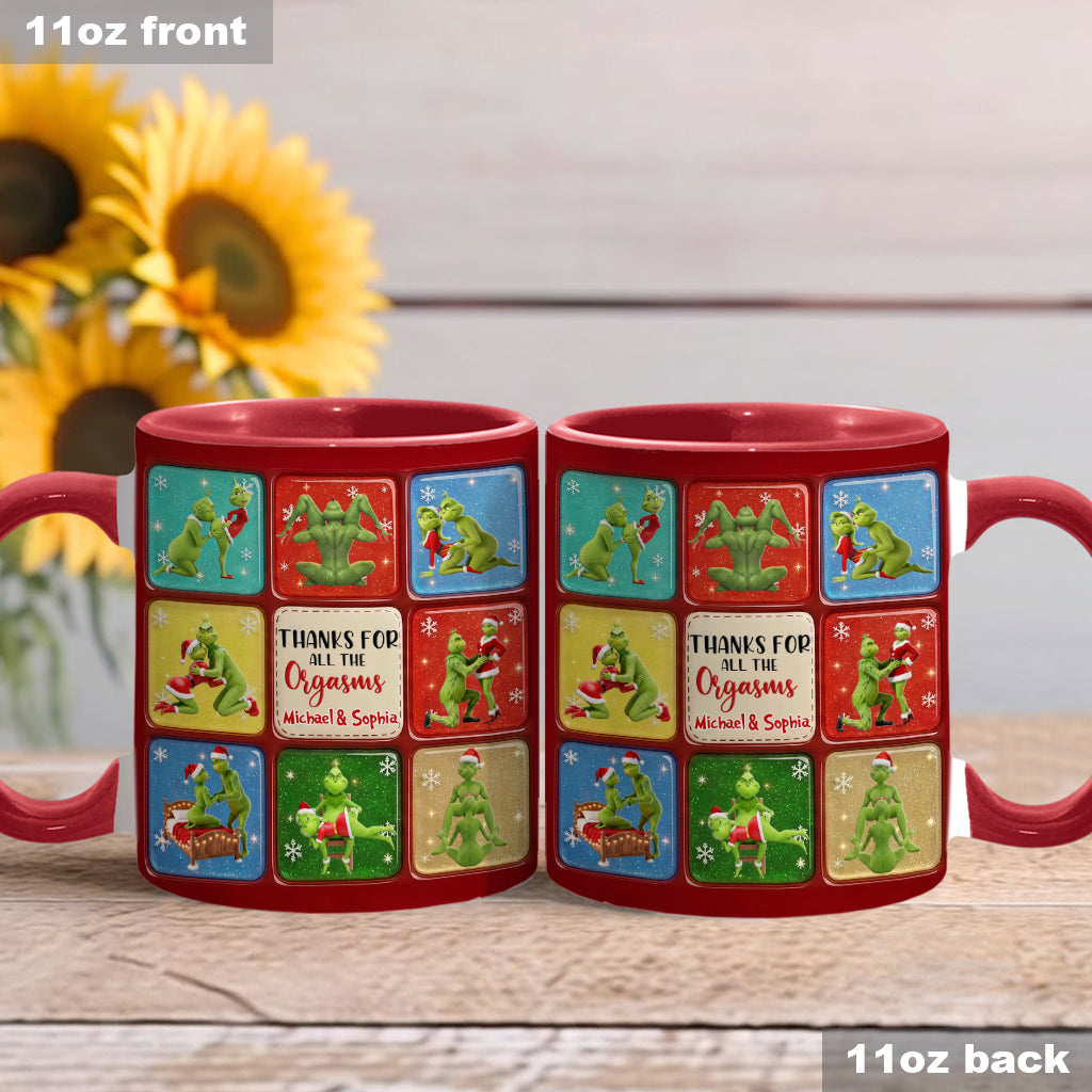 Personalized Grinch Christmas Accent Mug Custom Gift for Couple Accent Mug GradoCreations