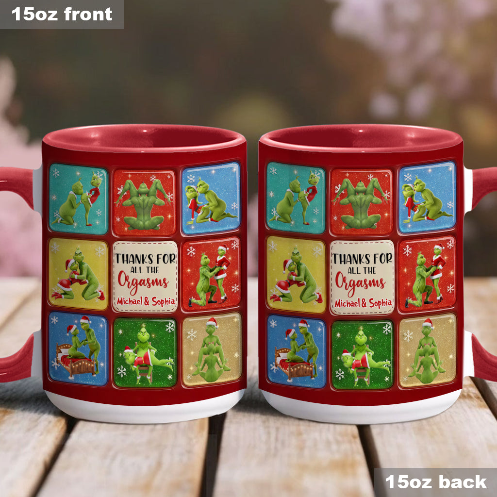 Personalized Grinch Christmas Accent Mug Custom Gift for Couple Accent Mug GradoCreations