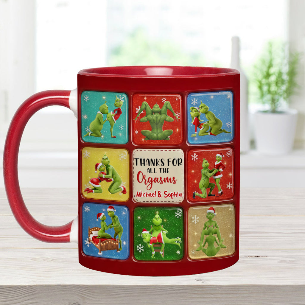 Personalized Grinch Christmas Accent Mug Custom Gift for Couple Accent Mug GradoCreations