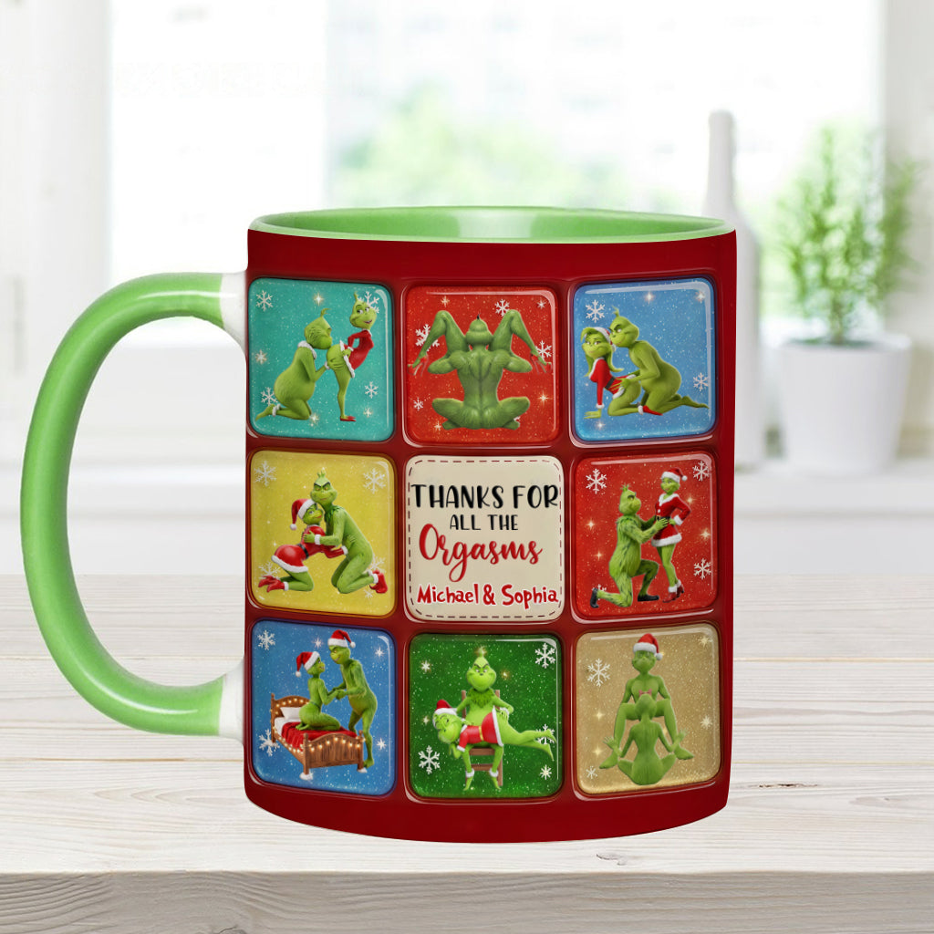 Personalized Grinch Christmas Accent Mug Custom Gift for Couple Accent Mug GradoCreations