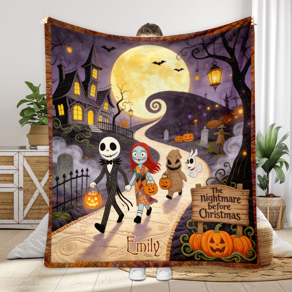 Personalized Nightmare Before Christmas Blanket Custom Name Gift Blanket GradoCreations