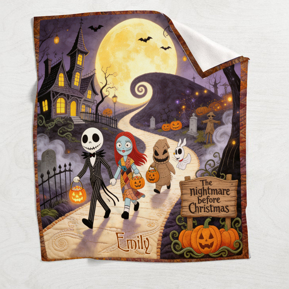 Personalized Nightmare Before Christmas Blanket Custom Name Gift Blanket GradoCreations