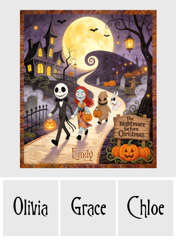 Personalized Nightmare Before Christmas Blanket Custom Name Gift Blanket GradoCreations