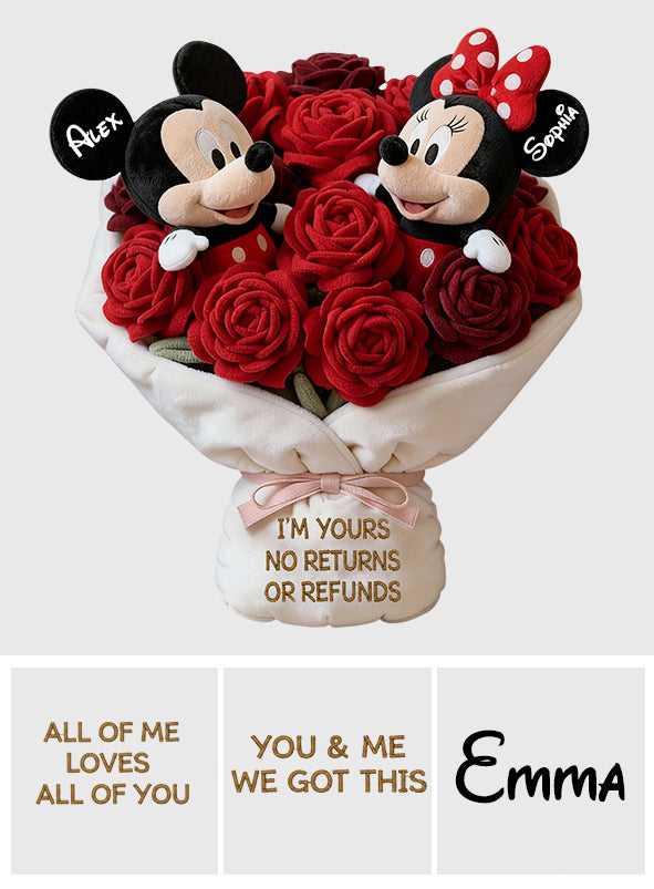 Personalized Faux Fur Shaped Pillow with Red Rose Bouquet Gift for Couples Faux Fur Shaped Pillow GradoCreations