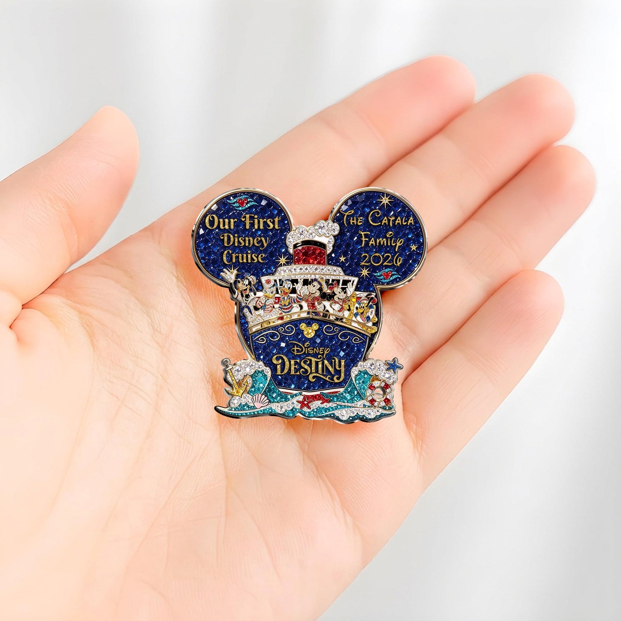Personalized 3D Embossed Enamel Cruise Ship Pin Gift 3D Embossed Enamel Pin GradoCreations