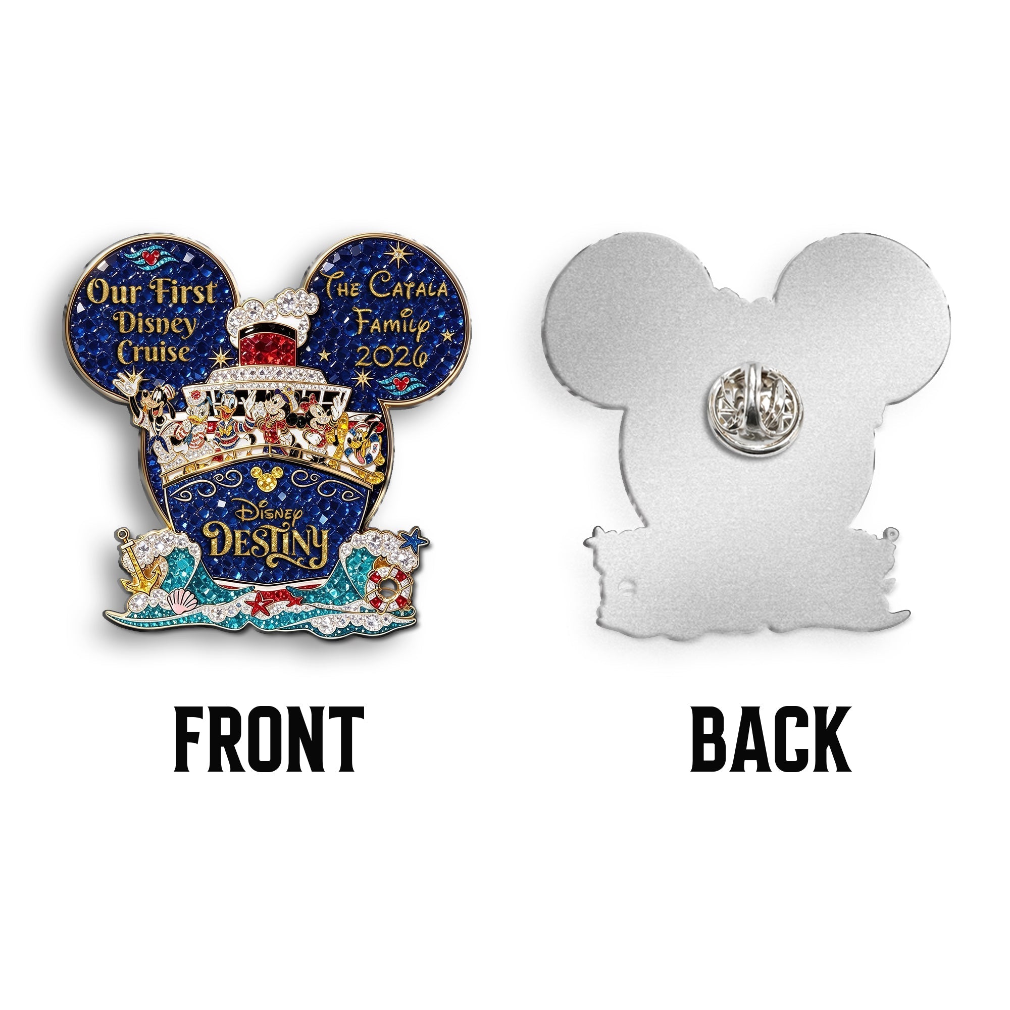 Personalized 3D Embossed Enamel Cruise Ship Pin Gift 3D Embossed Enamel Pin GradoCreations