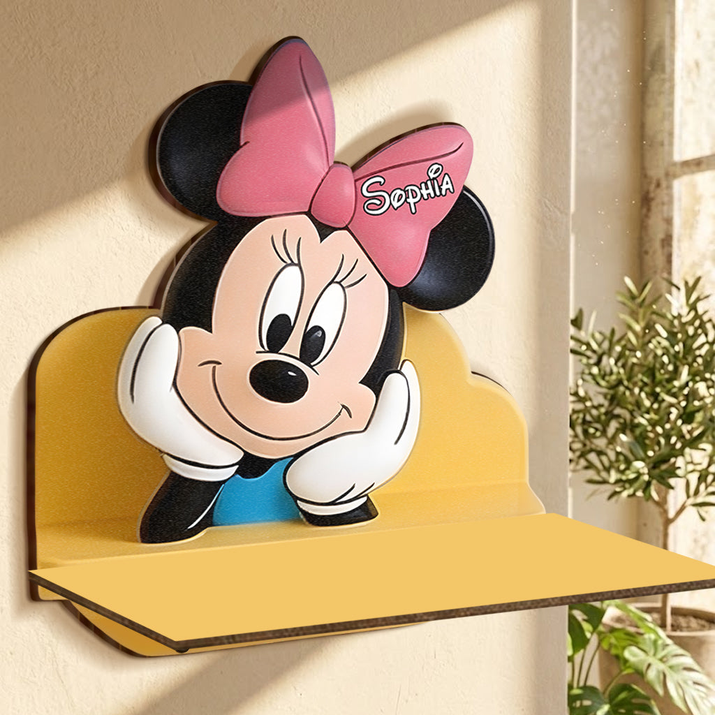 Personalized Wooden Floating Shelf with Cartoon Characters for Kids Room Wooden Floating Shelf GradoCreations