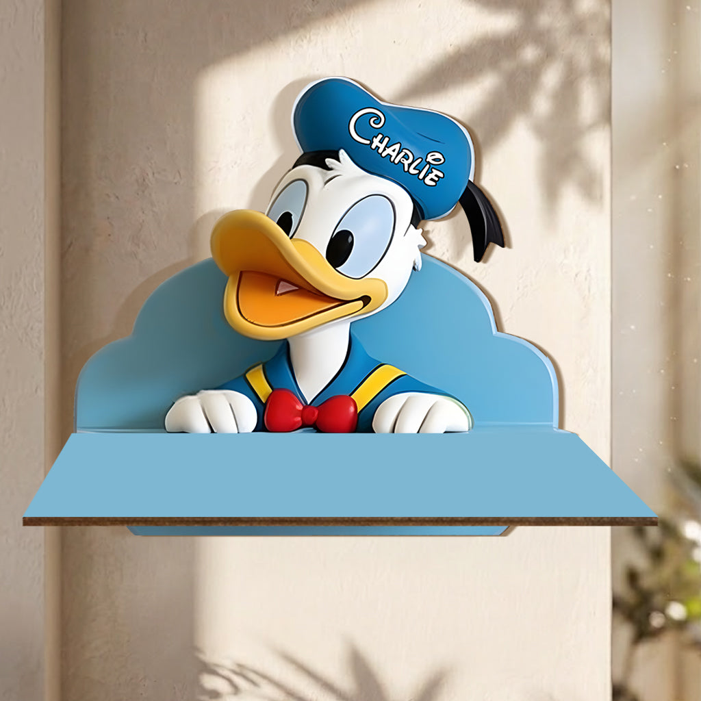 Personalized Wooden Floating Shelf with Cartoon Characters for Kids Room Wooden Floating Shelf GradoCreations