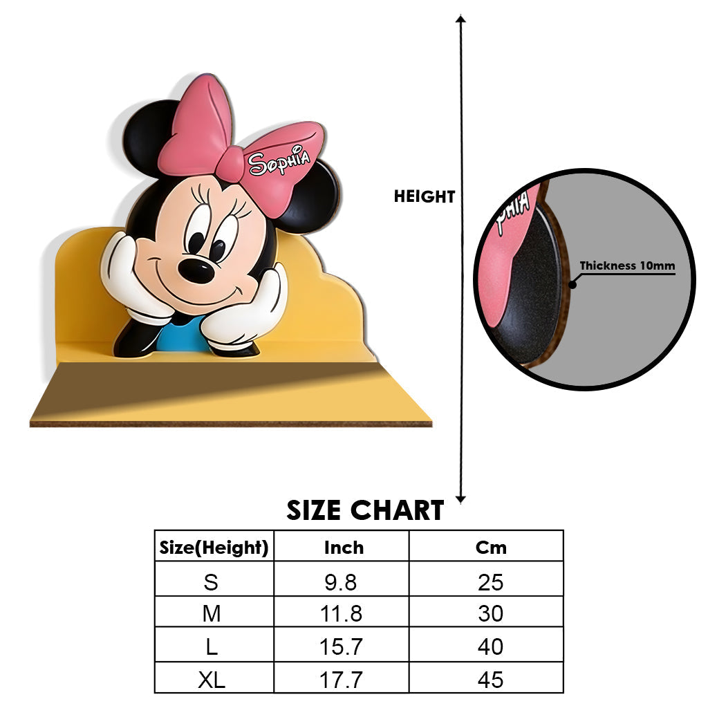 Personalized Wooden Floating Shelf with Cartoon Characters for Kids Room Wooden Floating Shelf GradoCreations