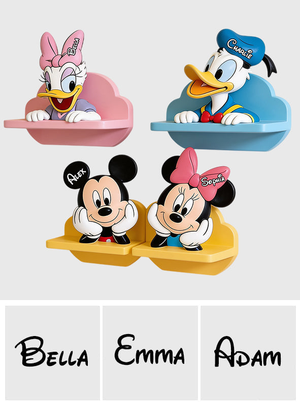 Personalized Wooden Floating Shelf with Cartoon Characters for Kids Room Wooden Floating Shelf GradoCreations