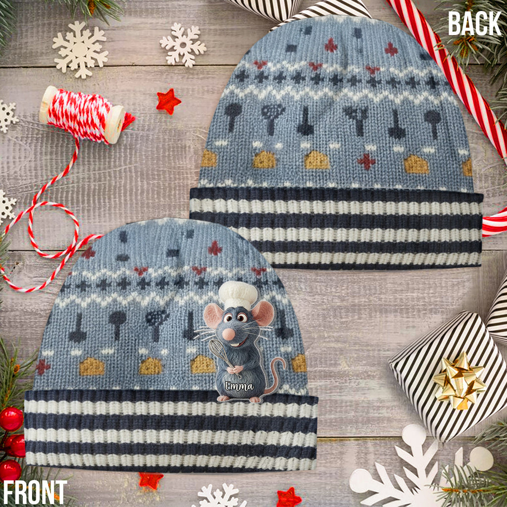 Personalized Mouse Beanie Hat with Patches for Mom & Kids - Winter Gift Beanie Hat With Patches GradoCreations