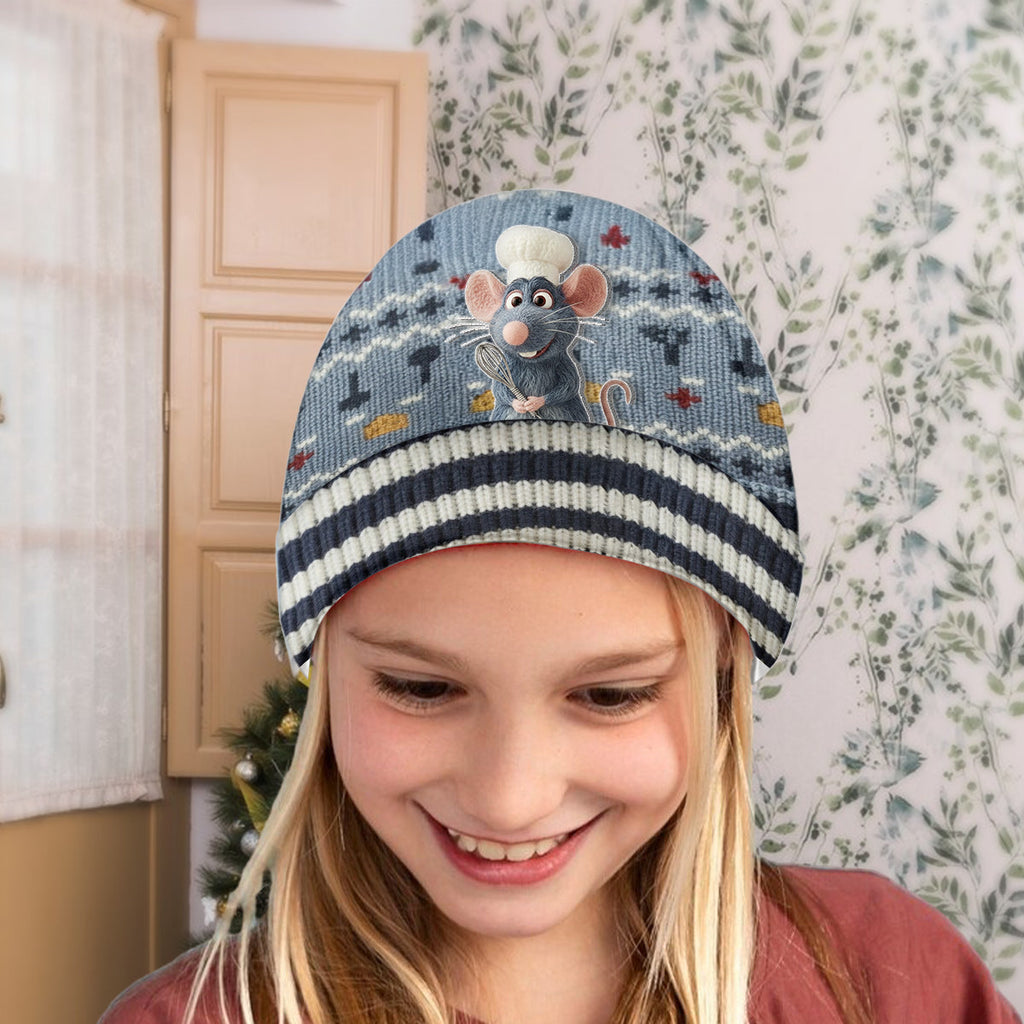 Personalized Mouse Beanie Hat with Patches for Mom & Kids - Winter Gift Beanie Hat With Patches GradoCreations