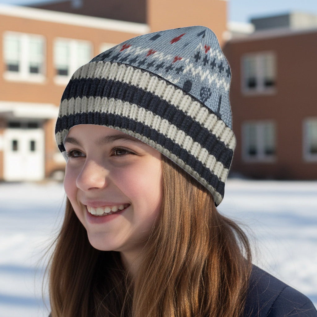 Personalized Mouse Beanie Hat with Patches for Mom & Kids - Winter Gift Beanie Hat With Patches GradoCreations