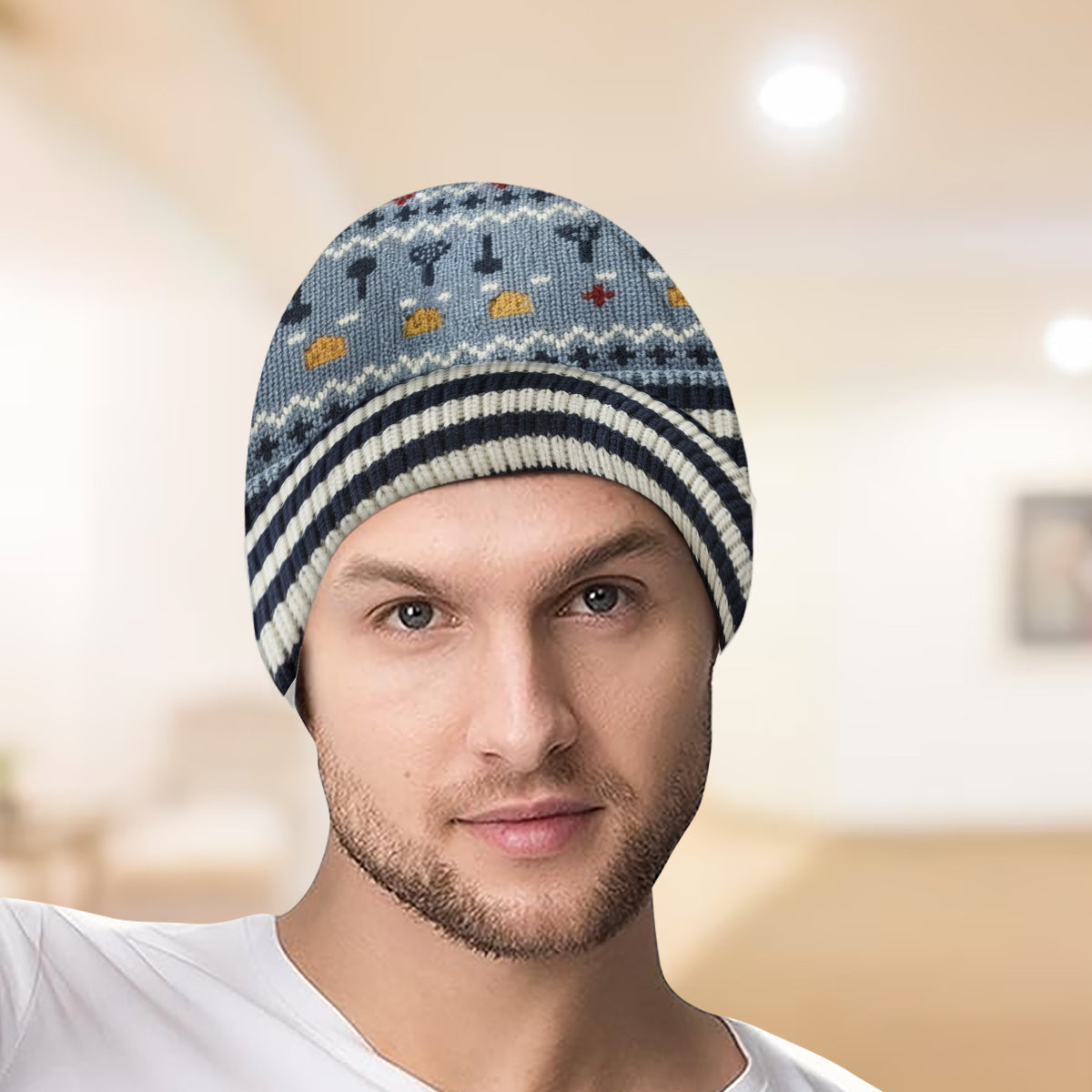 Personalized Mouse Beanie Hat with Patches for Mom & Kids - Winter Gift Beanie Hat With Patches GradoCreations