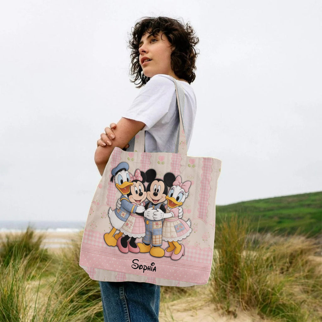 Personalized Cartoon Mouse Quilted Tote Bag for Kids Quilted Tote Bag GradoCreations