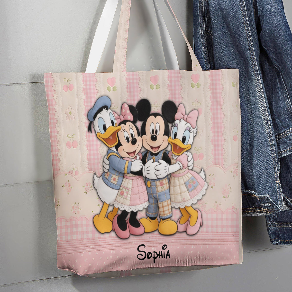 Personalized Cartoon Mouse Quilted Tote Bag for Kids Quilted Tote Bag GradoCreations