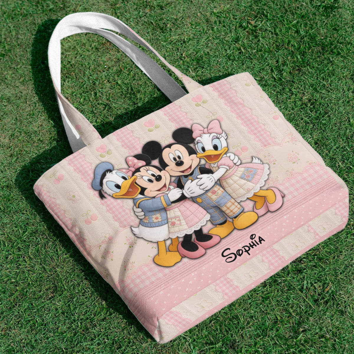 Personalized Cartoon Mouse Quilted Tote Bag for Kids Quilted Tote Bag GradoCreations