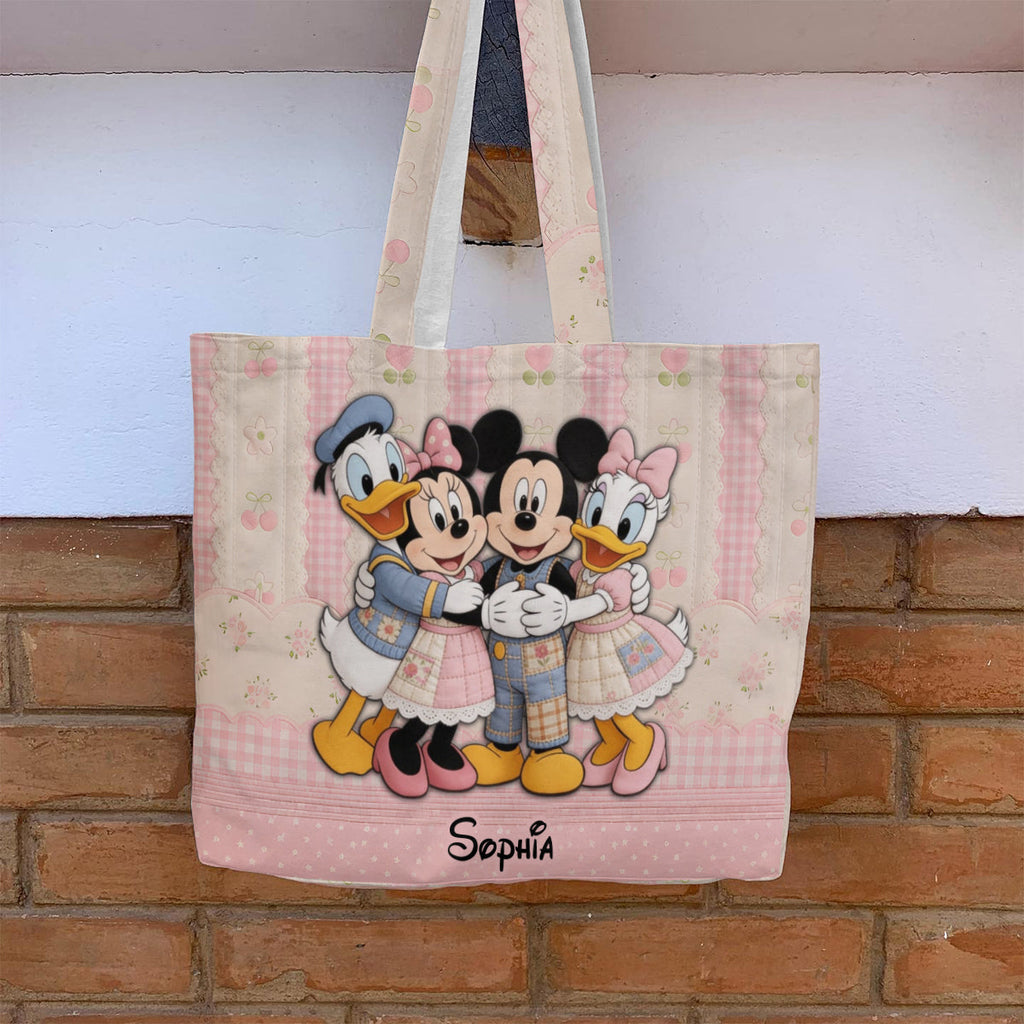 Personalized Cartoon Mouse Quilted Tote Bag for Kids Quilted Tote Bag GradoCreations