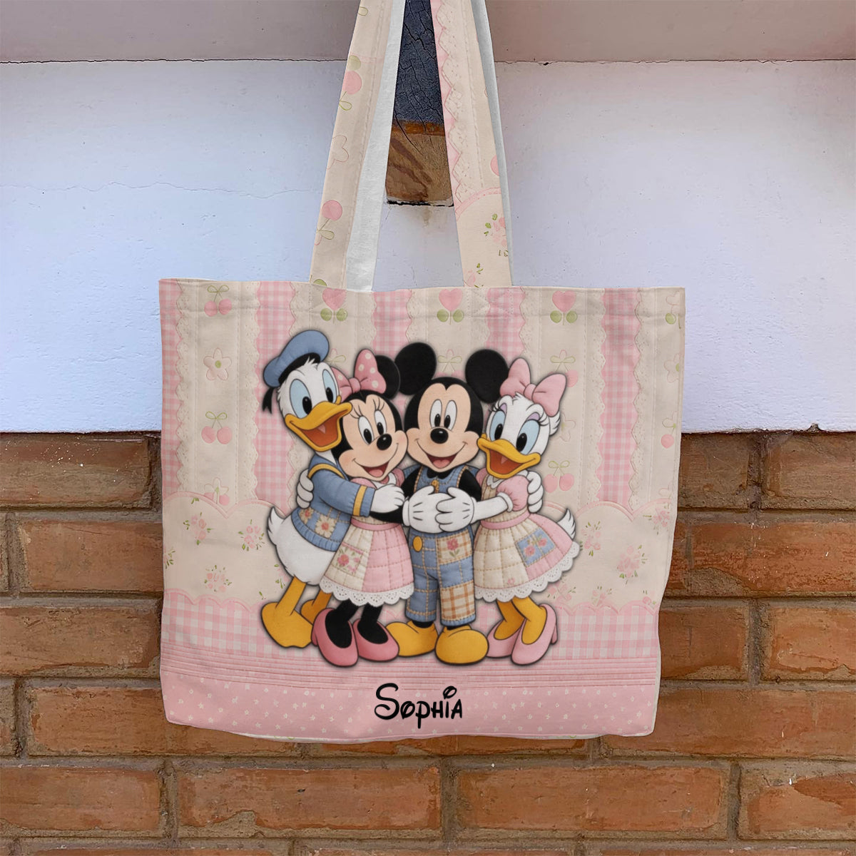 Personalized Cartoon Mouse Quilted Tote Bag for Kids Quilted Tote Bag GradoCreations