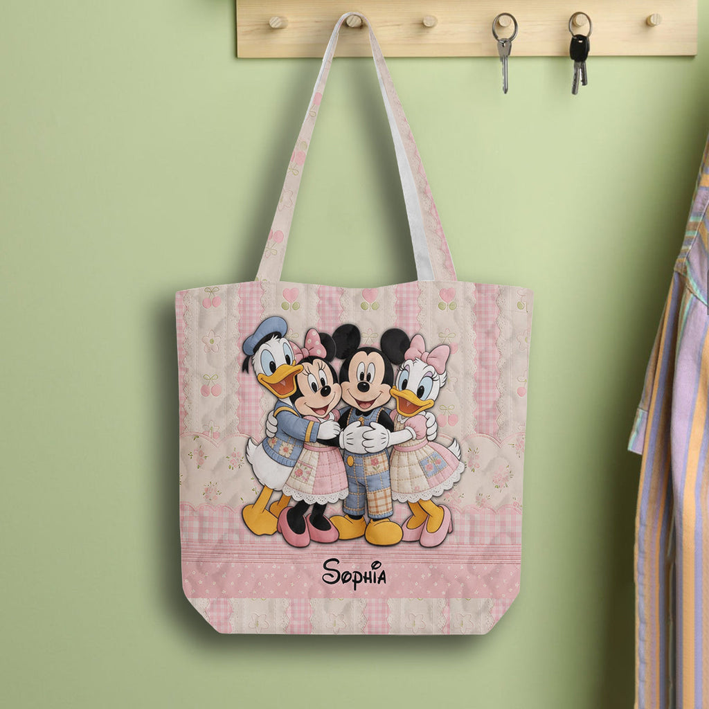 Personalized Cartoon Mouse Quilted Tote Bag for Kids Quilted Tote Bag GradoCreations