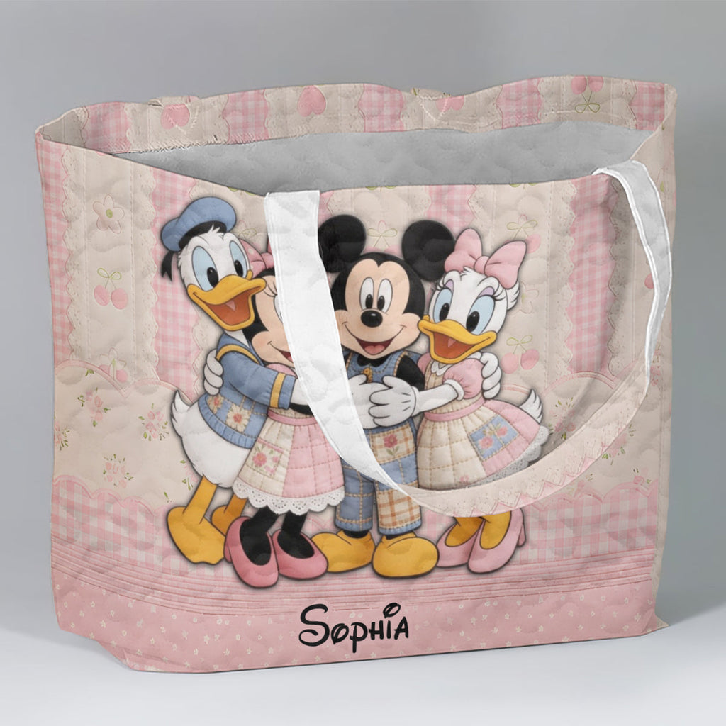 Personalized Cartoon Mouse Quilted Tote Bag for Kids Quilted Tote Bag GradoCreations