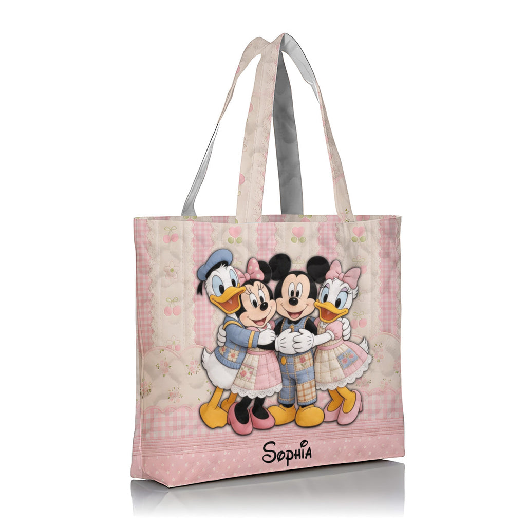 Personalized Cartoon Mouse Quilted Tote Bag for Kids Quilted Tote Bag GradoCreations