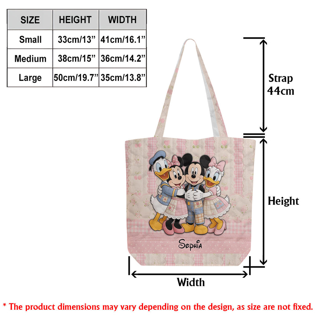 Personalized Cartoon Mouse Quilted Tote Bag for Kids Quilted Tote Bag GradoCreations