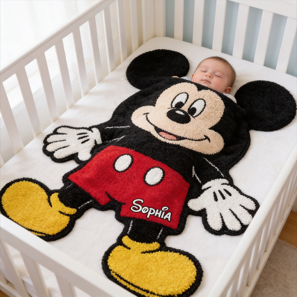 Personalized Mouse Shaped Fleece Blanket Custom Name Gift for Kids Shaped Fleece Blanket GradoCreations