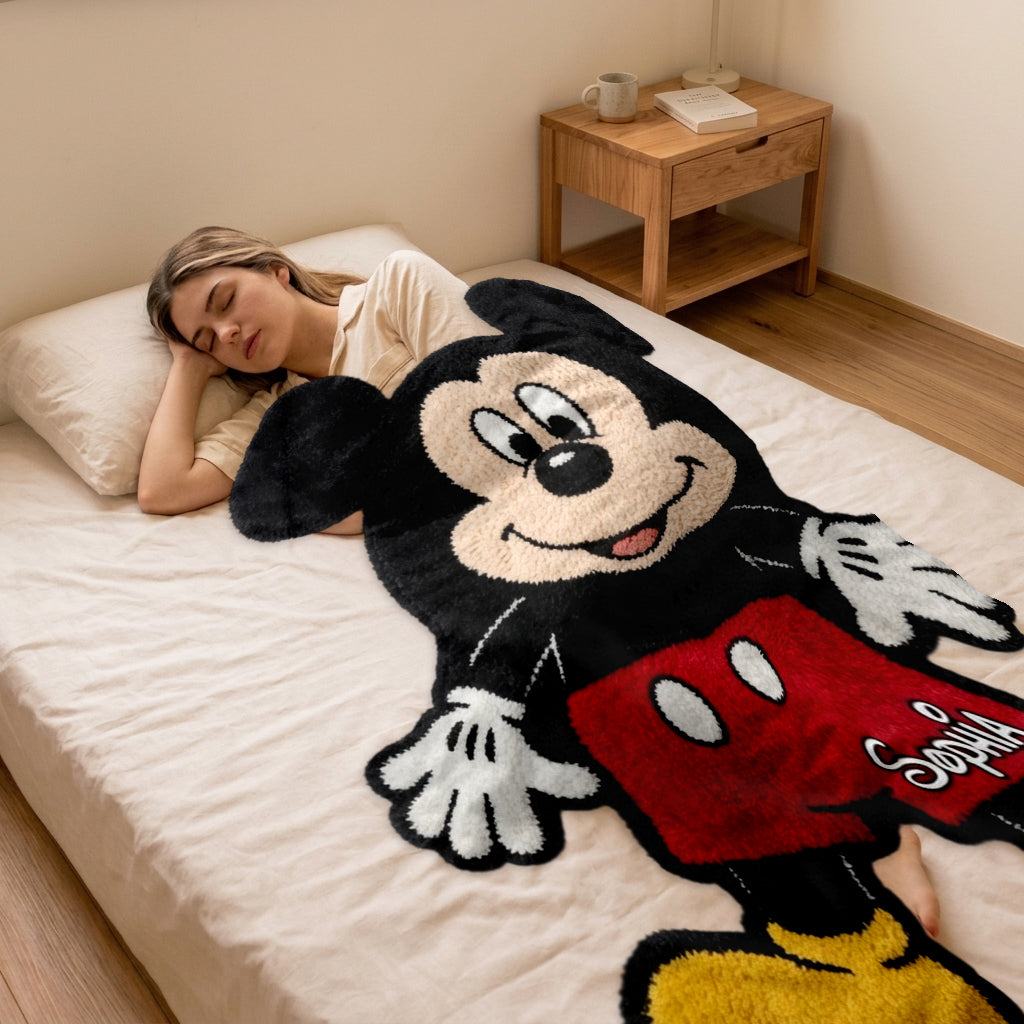 Personalized Mouse Shaped Fleece Blanket Custom Name Gift for Kids Shaped Fleece Blanket GradoCreations