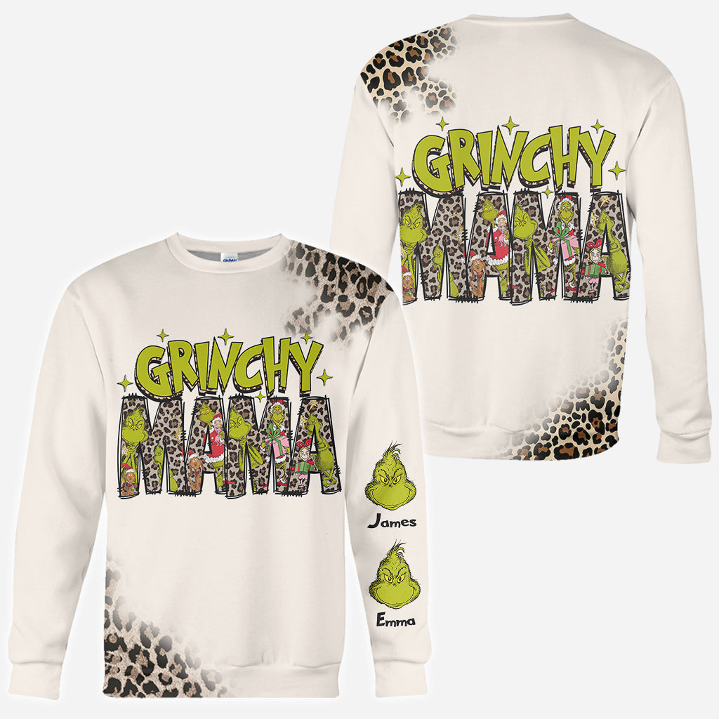 Personalized Grinchy Mama Christmas All Over Shirt for Women All Over Shirt GradoCreations