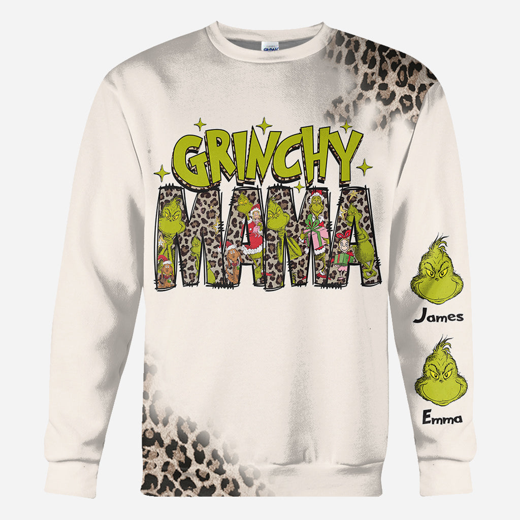 Personalized Grinchy Mama Christmas All Over Shirt for Women All Over Shirt GradoCreations