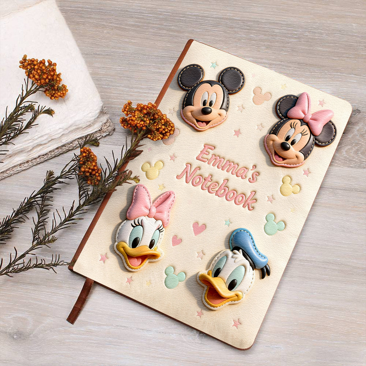 Personalized Mouse Leather Journal Custom Name Gift for Kids Leather Journal GradoCreations