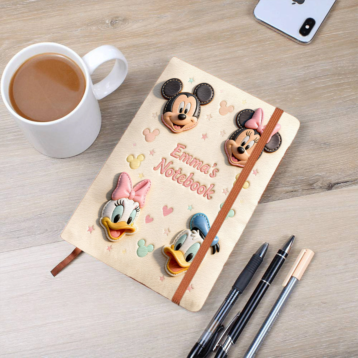 Personalized Mouse Leather Journal Custom Name Gift for Kids Leather Journal GradoCreations