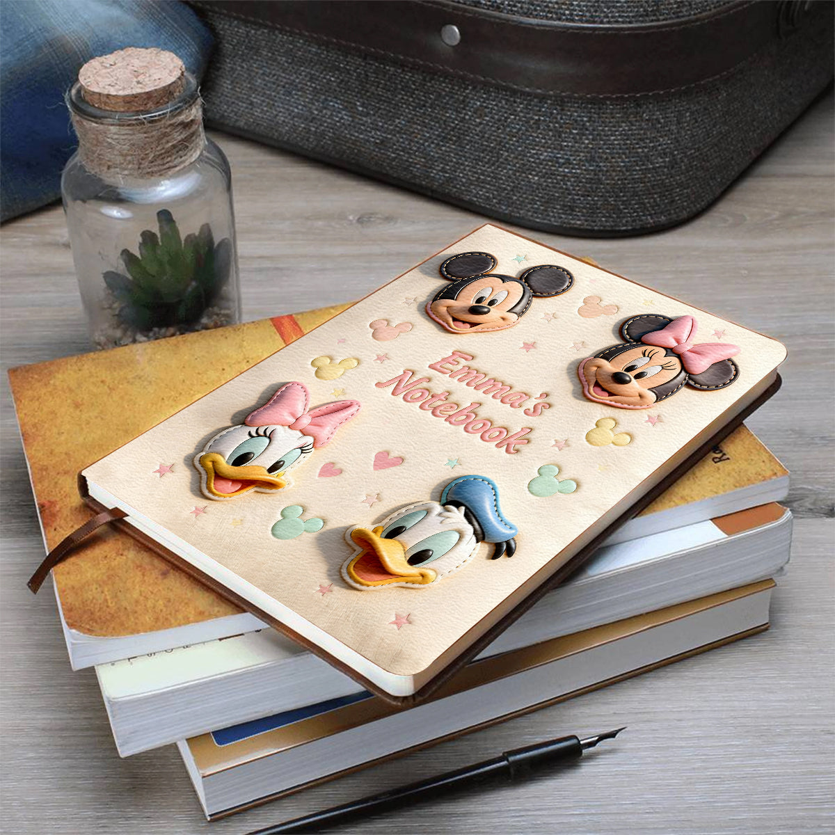 Personalized Mouse Leather Journal Custom Name Gift for Kids Leather Journal GradoCreations
