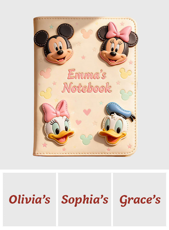 Personalized Mouse Leather Journal Custom Name Gift for Kids Leather Journal GradoCreations