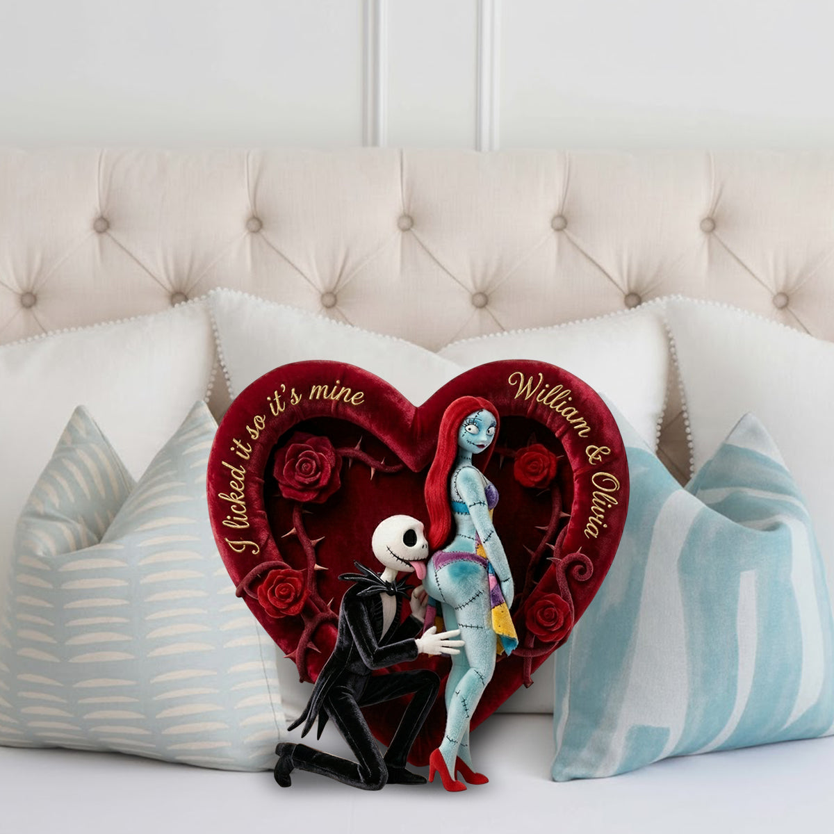 Personalized Faux Fur Shaped Pillow Heart Gift for Couples Faux Fur Shaped Pillow GradoCreations