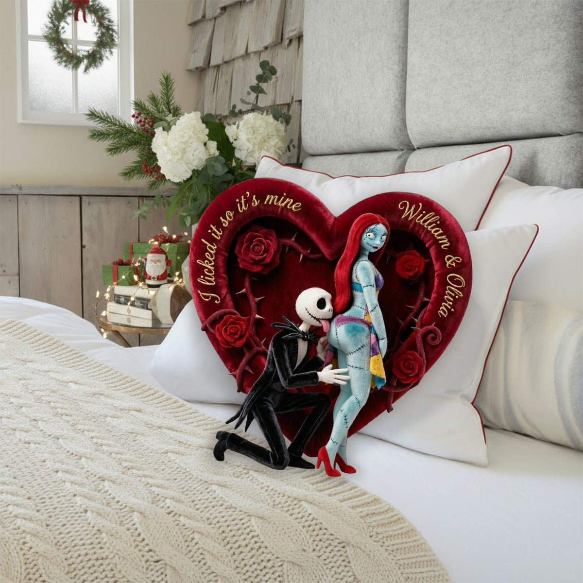 Personalized Faux Fur Shaped Pillow Heart Gift for Couples Faux Fur Shaped Pillow GradoCreations