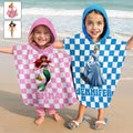 Personalized Kids Hooded Towel Poncho with Name Custom Design Kid Hooded Towel Poncho GradoCreations
