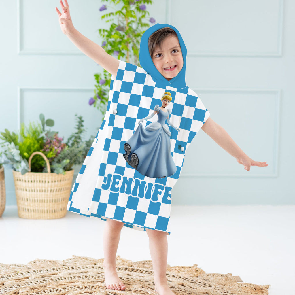 Personalized Kids Hooded Towel Poncho with Name Custom Design Kid Hooded Towel Poncho GradoCreations