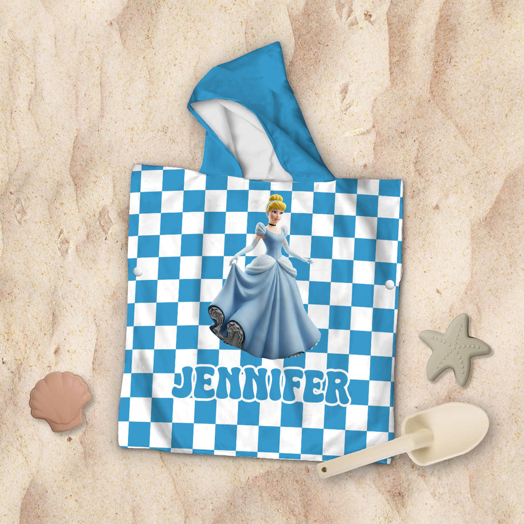 Personalized Kids Hooded Towel Poncho with Name Custom Design Kid Hooded Towel Poncho GradoCreations