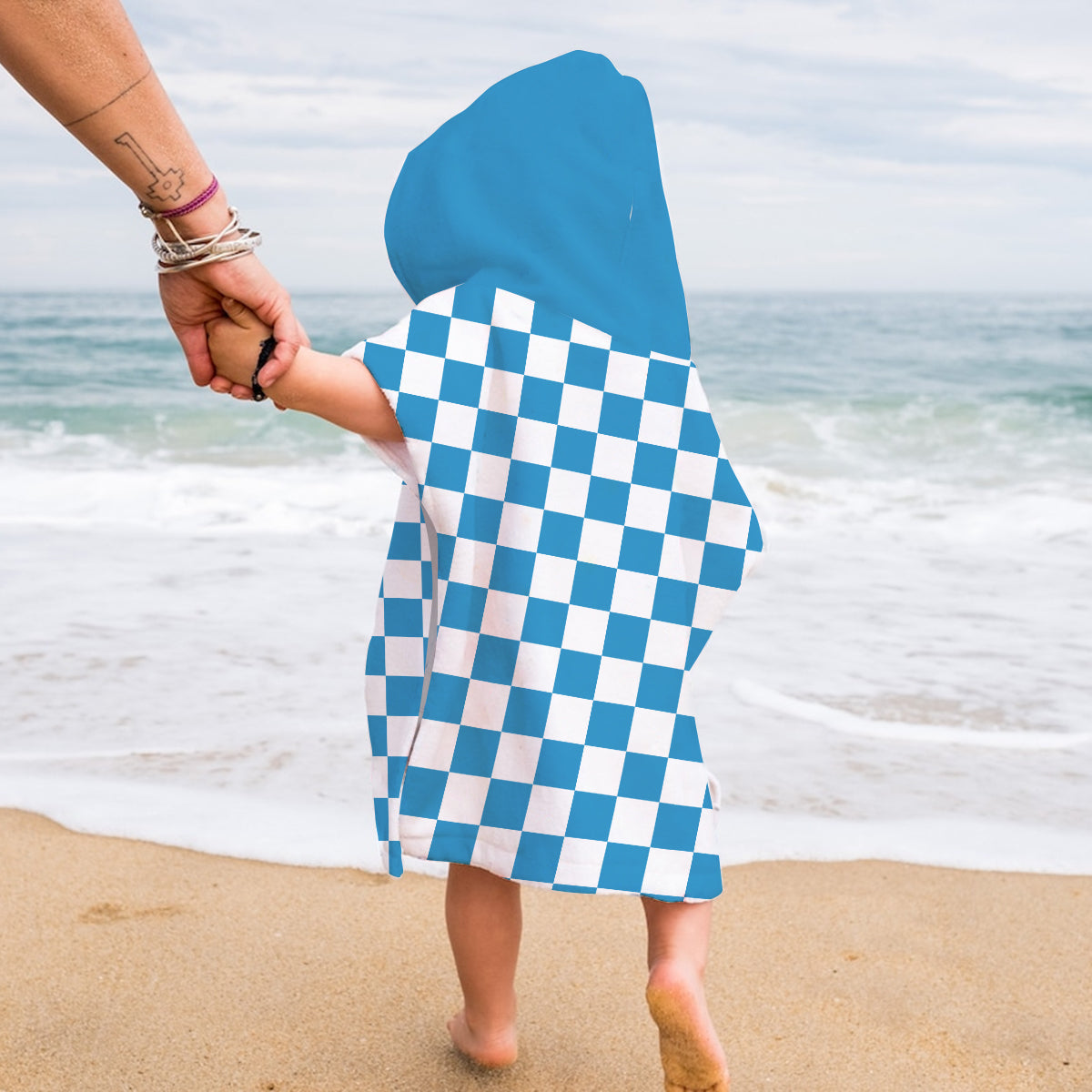 Personalized Kids Hooded Towel Poncho with Name Custom Design Kid Hooded Towel Poncho GradoCreations