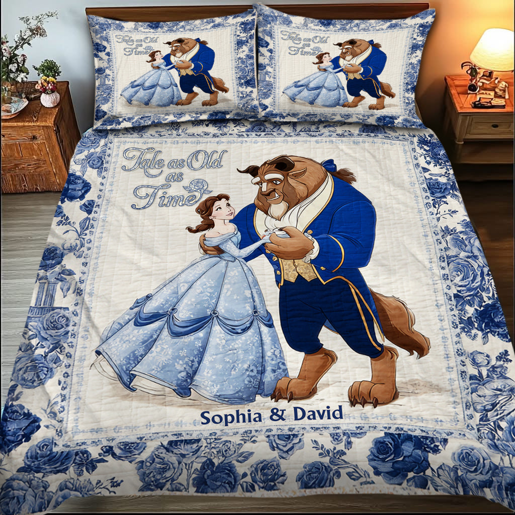 Personalized Tale as Old as Time Couple Quilt Set Gift Quilt Set GradoCreations