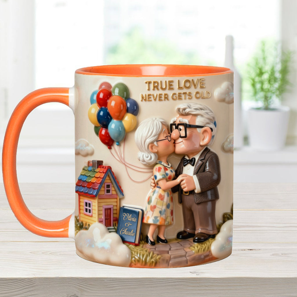 Personalized Couple Accent Mug True Love Design Gift for Anniversary Accent Mug GradoCreations