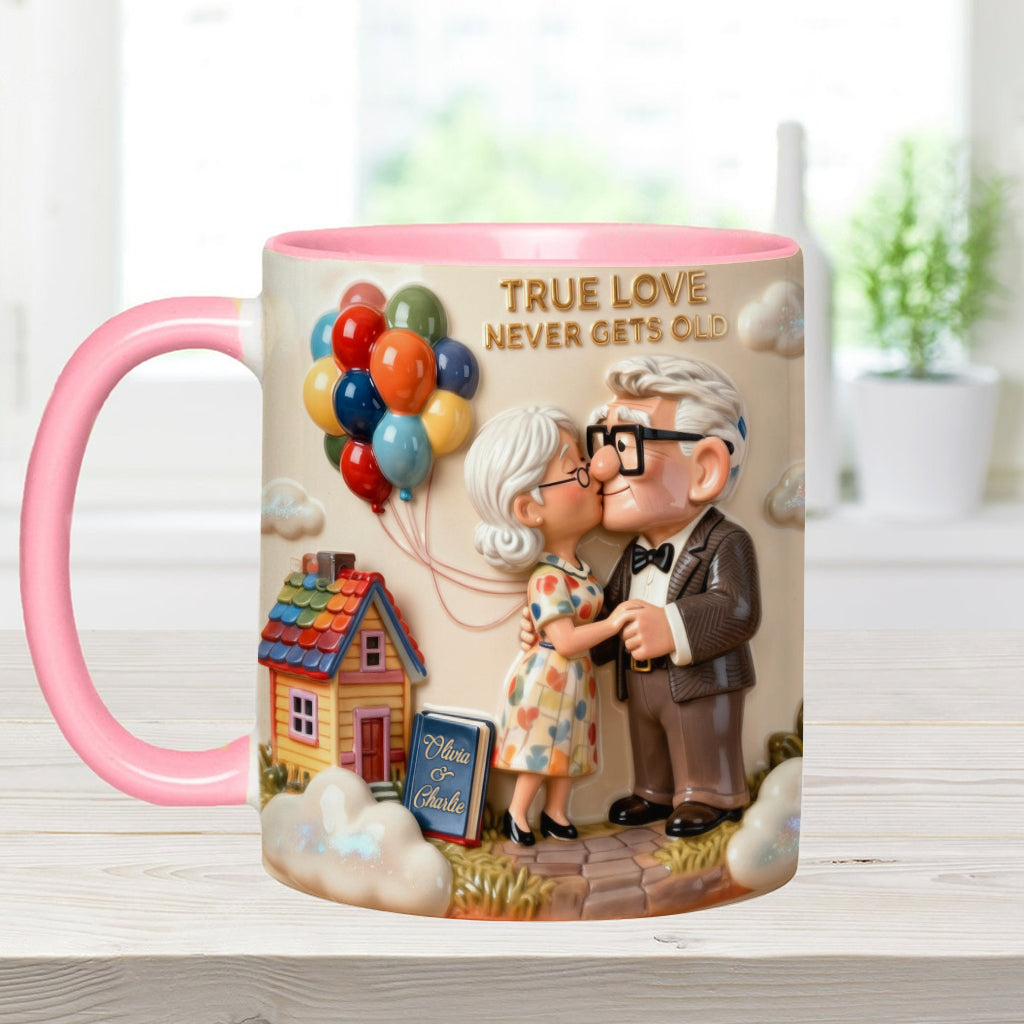 Personalized Couple Accent Mug True Love Design Gift for Anniversary Accent Mug GradoCreations