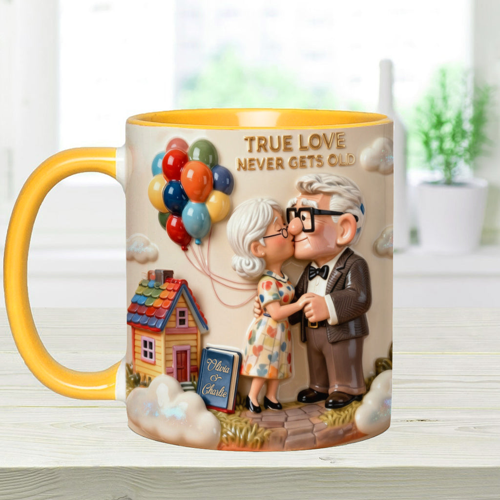 Personalized Couple Accent Mug True Love Design Gift for Anniversary Accent Mug GradoCreations