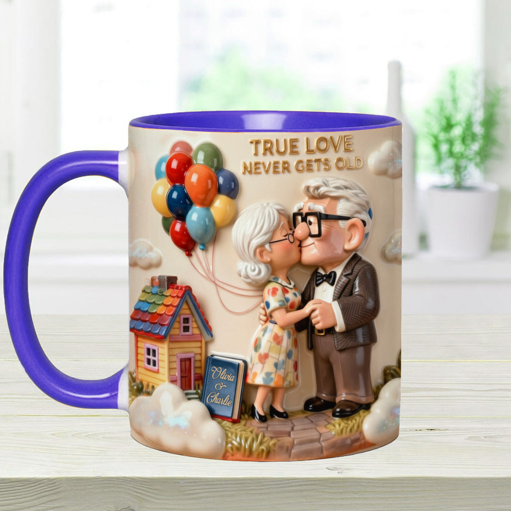 Personalized Couple Accent Mug True Love Design Gift for Anniversary Accent Mug GradoCreations