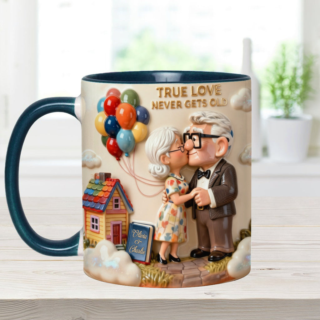 Personalized Couple Accent Mug True Love Design Gift for Anniversary Accent Mug GradoCreations